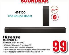 Hisense - HS2100 Altoparlante Soundbar Nero 2.1 Canali 240 W