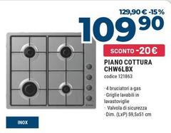 Candy - Idea CHW6LBX Acciaio Inox Da Incasso 56 Cm Gas 4 Fornello(i)