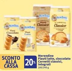 Mulino Bianco - Merendine Flauti Latte, Ciocolato Cornetti Classici Integrali