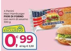 Fior di forno - 4 Panini Maxi Hamburger Con Semi Di Sesamo