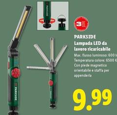 Parkside - Lampada Led Da Lavoro Ricaricabile