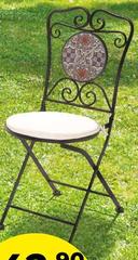 Sedia Pieghevole Con Decoro Mosaico In  Ceramica Fatto A Mano