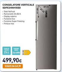 Electroline - SDFE34NH1XE0 Congelatore Congelatore Verticale Libera Installazione 274 L E Acciaio Inox