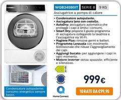 Bosch - WQB245B0IT Serie 8 9 Kg Asciugatrice A Pompa Di Calore