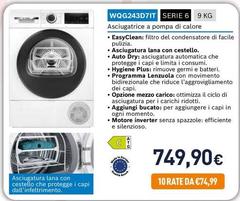 Bosch - WQG243D7IT Serie 6 9 Kg  Asciugatrice A Pompa Di Calore 