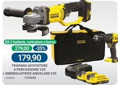 Stanley - Trapano Avvitatore A Percussione V20 + Smerigliatrice Angolare V20 