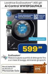 Samsung - Lavatrice  Ecodosatore 1400 Giri Ai Control WW10FG6U94LB