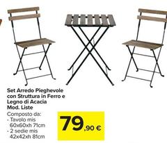 Acacia - Set Arredo Pieghevole Con Struttura In Ferro E Legno Di  Mod. Liste