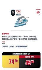 Braun - Home Care Ferri Da Stiro A Vapore Ferro A Vapore Freestyle 5 SI5006BL