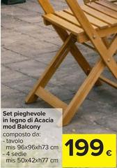 Acacia - Set Pieghevole In Legno Di  Mod Balcony