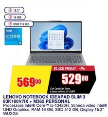 Lenovo - Notebook Ideapad Slim 3 83K100V7IX + M365 Personal
