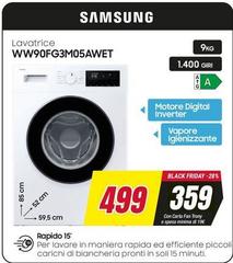 Samsung - WW90FG3M05AWET Lavatrice Caricamento Frontale 9 Kg 1400 Giri/min A Bianco