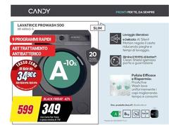 Candy - Lavatrice ProWash 500, A-10%, Lavatrice Caricamento Frontale 9 Kg 1000 Giri/min Bianco
