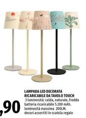Lampada Led Decorata Ricaricabile Da Tavolo Touch