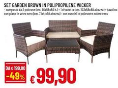 Set Garden Brown In Polipropilene Wicker 