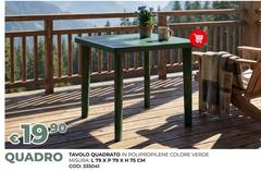 Misura - Tavolo Quadrato In Polipropilene Colore Verde
