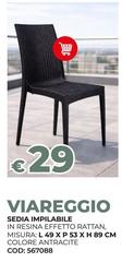 Misura - Sedia Impilable In Resina Effetto Rattan, , L49 X P 53 X H 89 Cm Colore Antracite Cod. 56708