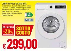 Candy - 4105-S Lavatrice Caricamento Frontale 6 Kg 1400 Giri/Min Nero, Bianco