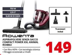 Rowenta - Aspirapolvere Senza Sacco Compact Power Xxl Animal RO4B63