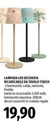 Lampada Led Decorata Ricaricabile Da Tavolo Touch