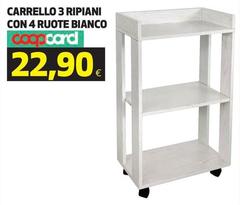 Coop - Carrello 3 Ripiani Con 4 Ruote Bianco