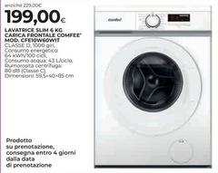 Comfeè - Lavatrice Slim 6 Kg Carica Frontale Mod.CFe100W60WIT