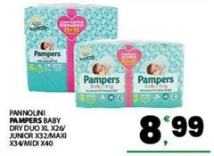 Pampers - Pannolini Baby Dry Duo/ Junior X32/maxi X34/mid X40