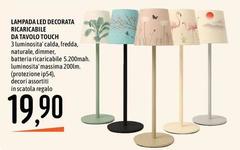Lampada Led Decorata Ricaricabile Da Tavolote Touch