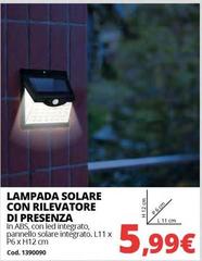 Pannello - Lampada Solare Con Rilevatore Di Presenza