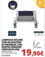 Lampada Solare Con Rilevatore Di Presenza Con Doppio Sensore Crepuscolore