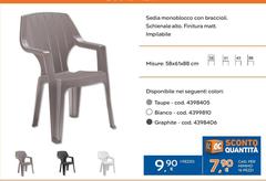 Matt - Sedia Monoblocco Con Braccioli. Schemena E Alto.