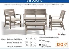 Set Per 4 Persone In Polipropilicone Efetto Rattan