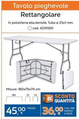 Tavolo Pieghevole Rettangolare