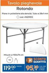 Tavolo Pieghevole Rotondo
