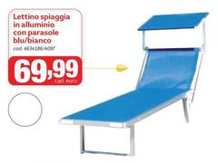 Lettino Spiaggia In Alluminio Con Parasole Blu/bianco