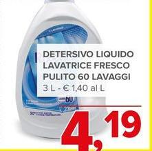 Detersivo Liquido Lavatrice Fresco Pulito 60 Lavaggi