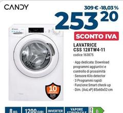 Candy - Smart CSS128TW4-11 Lavatrice Caricamento Frontale 8 Kg 1200 Giri/min Bianco