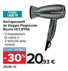 Beurer - Asciugacapelli Da Viaggio Pieghevole Hc 1