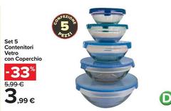 Set 5 Contenitori Vetro Con Coperchio