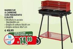 Barbecue A Carbone Con Paravento E Ruote