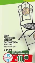 Sedia Pieghevole In Ferro Galvanizzato E Mosaico