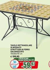 Tavolo Rettangolare In Mosaico Struttura In Ferro Galvanizzato