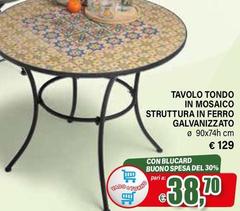 Tavolo Tondo In Mosaico Struttura In Ferro Galvanizzato