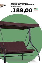 Donndolo Simone 3 Posti Ferro/Oyspiro Reclinabile Letto Cm 20x120x170