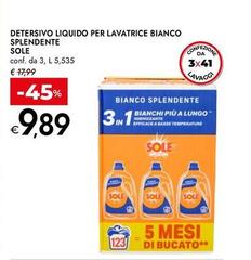 Sole - Detersivo Liquido Per Lavatrice Bianco Splendente
