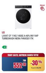 LG - Lavat Cf 11kg 1400g A-40% Inv Vap Turbowash Nera F4nx5011tk
