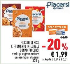 Conad - Piacersi Fiocchi Di Riso E Frumento Integrale