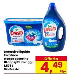 Bio Presto - Detersivo Liquido Lavatrice O Caps Assortito 18 Caps/35 Lavaggi