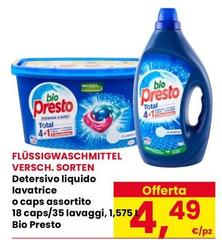 Bio Presto - Detersivo Liquido Lavatrice O Caps Assortito 18 Caps/35 Lavaggi, 1,575