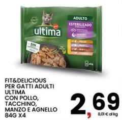 Ultima - Fit&delicious Per Gatti Adulti Con Pollo, Tacchino, Manzo E Agnello